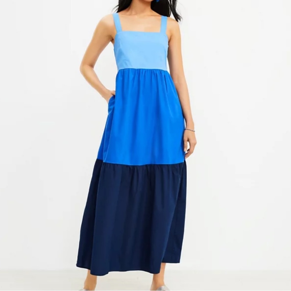Loft colorblock maxi dress petite XS